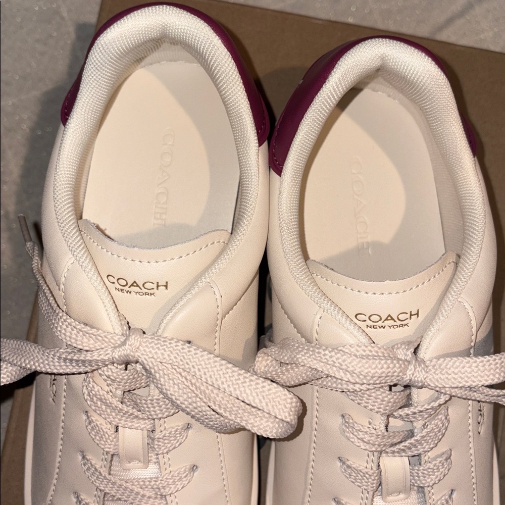 🐴 Coach High Line Leather Sneakers in Pink/Chalk. Size 10. New! - Picture 6 of 16